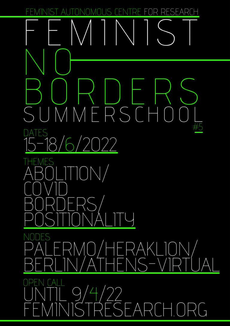 Read more about the article Next FACR Feminist No Border Summer School: 15-18/06/2022